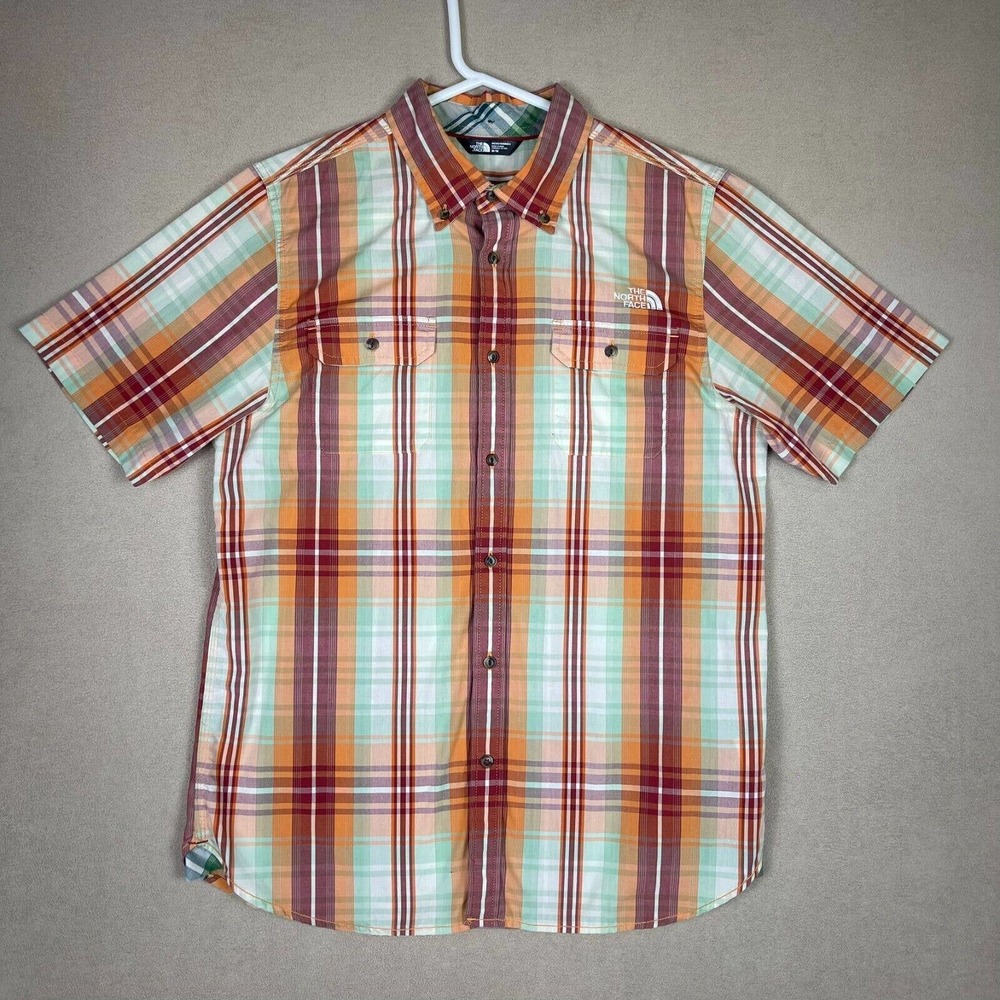 The North Face‎ Shirt Adult Medium Red/Orange Button Down Outdoor Hiking Mens